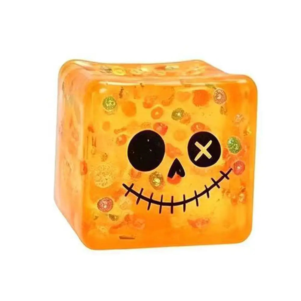 Halloween Jelly Cube Squishy: Slow-Rebound Spooky Face